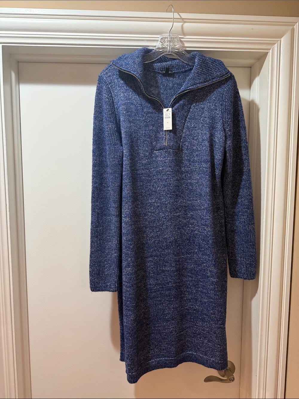 Talbots Blue Knit Long-Sleeve Sweater Dress